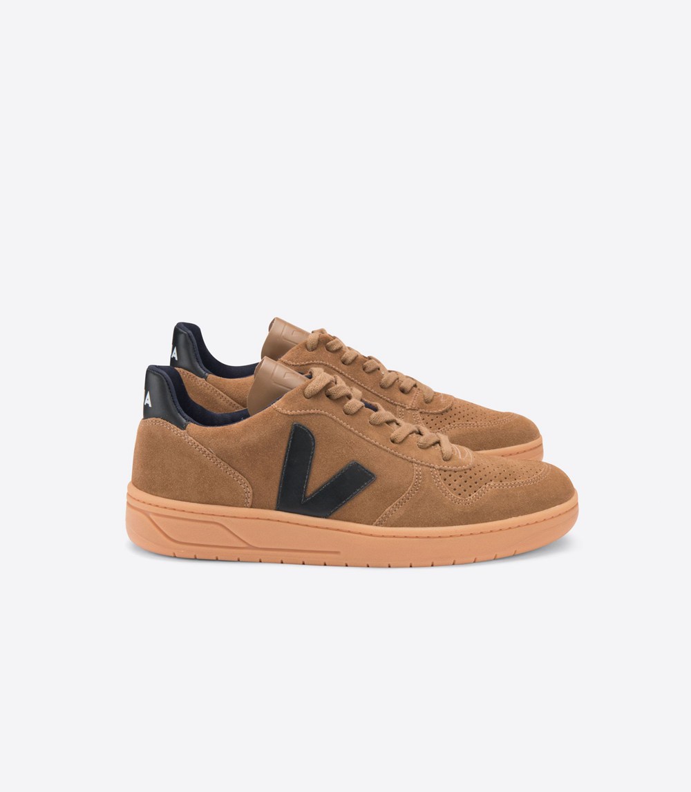 Veja Trainers Mens Brown/Black - V-10 Suede - SGMA-41823